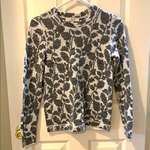 Gray and white floral sweater